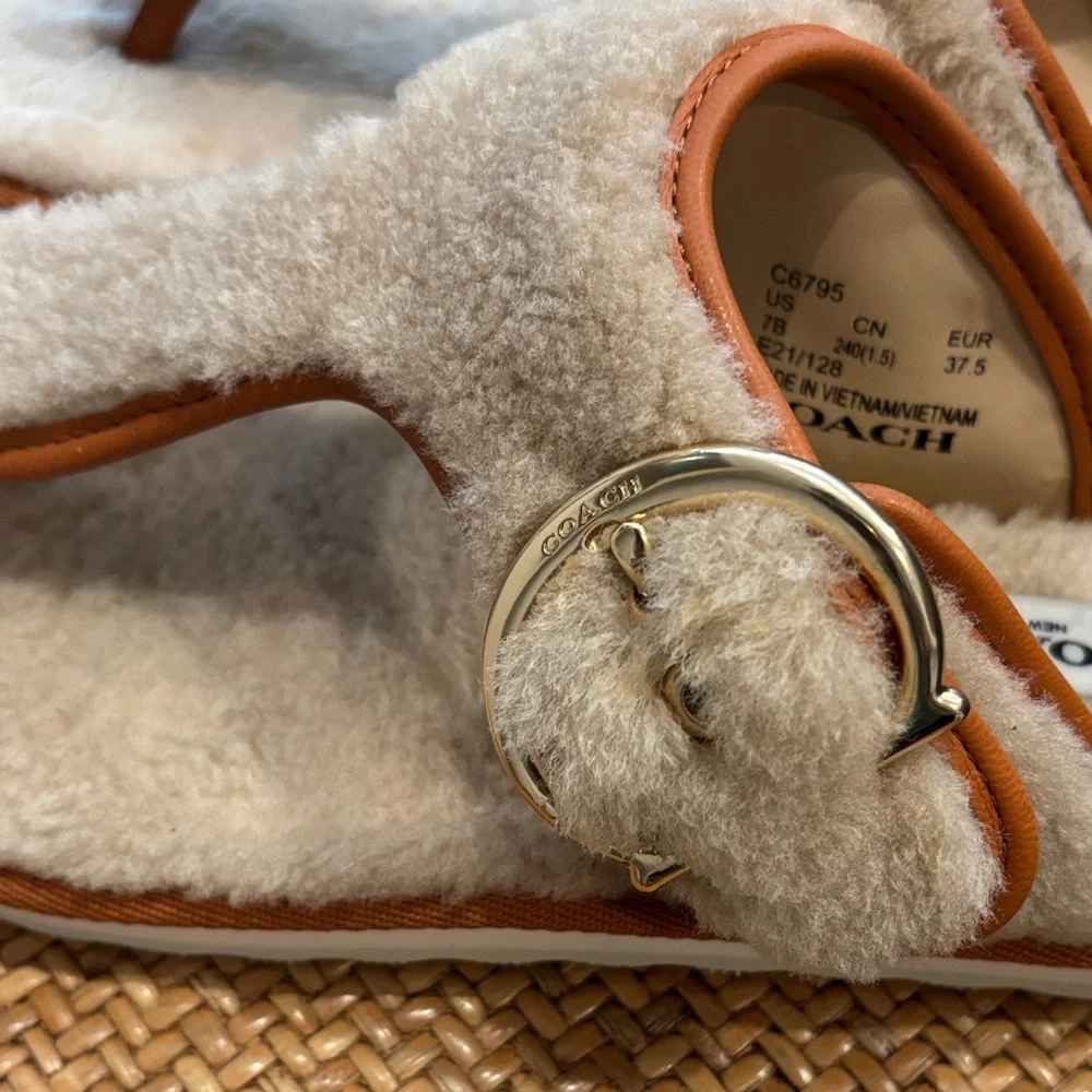 Coach Cream Sandals with Buckle Detail - Picture 3 of 5